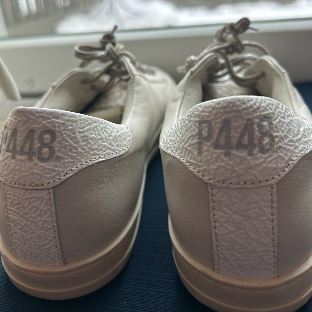 P448 White Leather Low-Top Sneakers